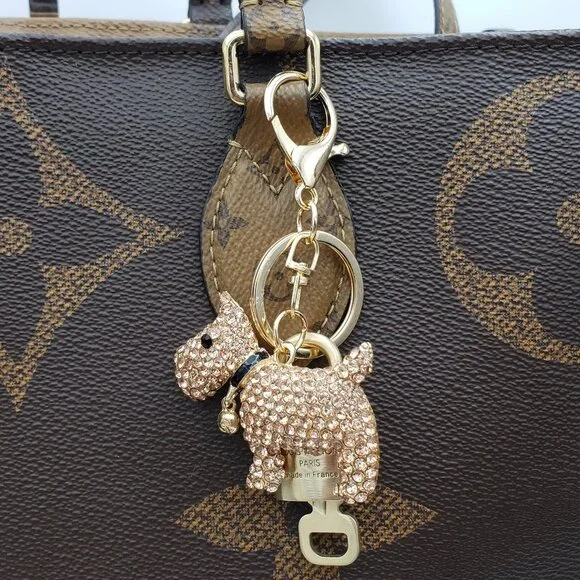 Authentic Louis Vuitton Lock & Key with Unbranded Puppy Charm, Keychain - Picture 12 of 13